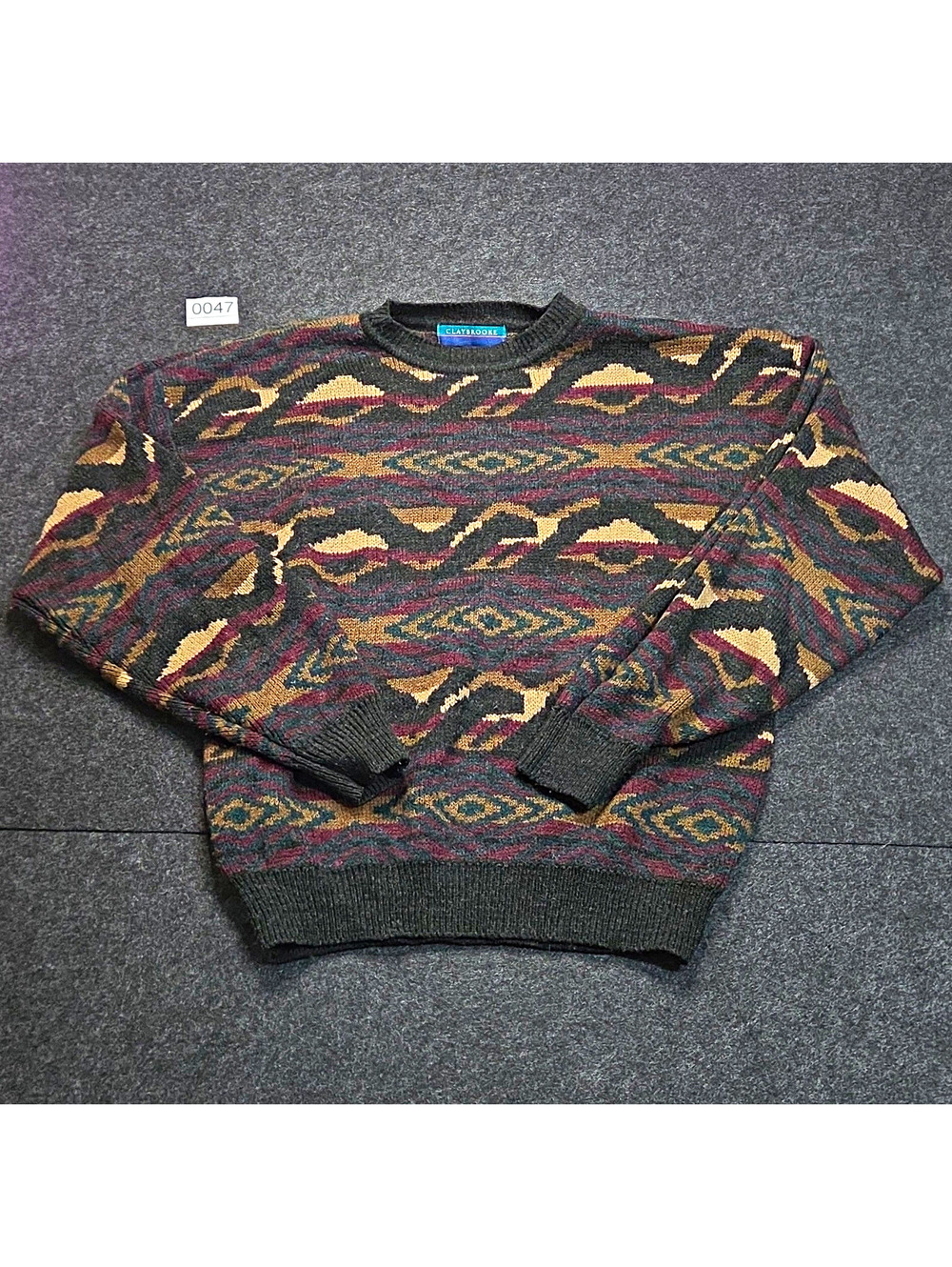 Claybrooke Men's Multicolor Geometric Knit Crew Neck Pullover Sweater XL